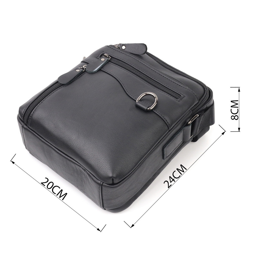 Практична чоловіча сумка Vintage 20823 шкіряна Чорний Київ - фото 4