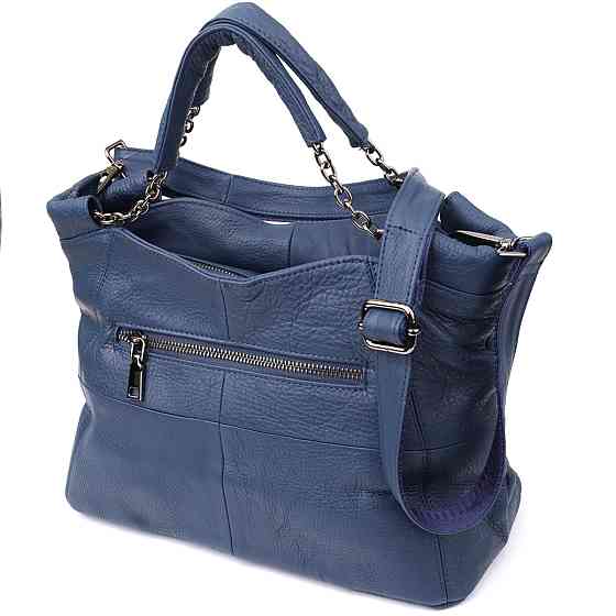 Сумка на кожен день з натуральної шкіри Vintage 22988 Синій Київ