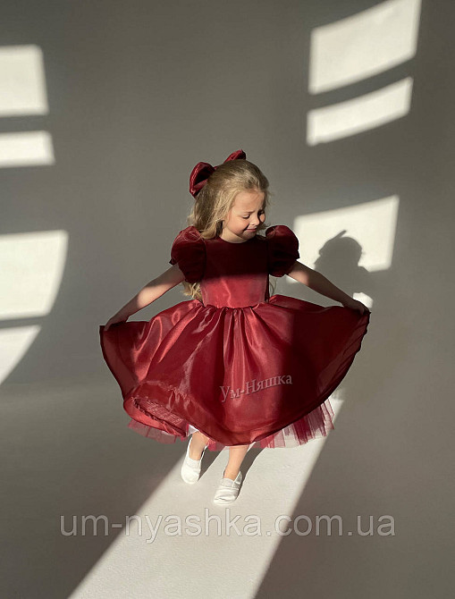 Бордовое платье пышное из шифона с бантом Кривой Рог - изображение 8