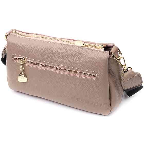 Шкіряна жіноча сумка з металевою прикрасою по середині Vintage 22609 Бежева Київ