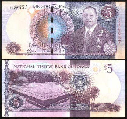 Тонга / Tonga 5 Paanga (2015) Pick 45 UNC Полтава - изображение 1