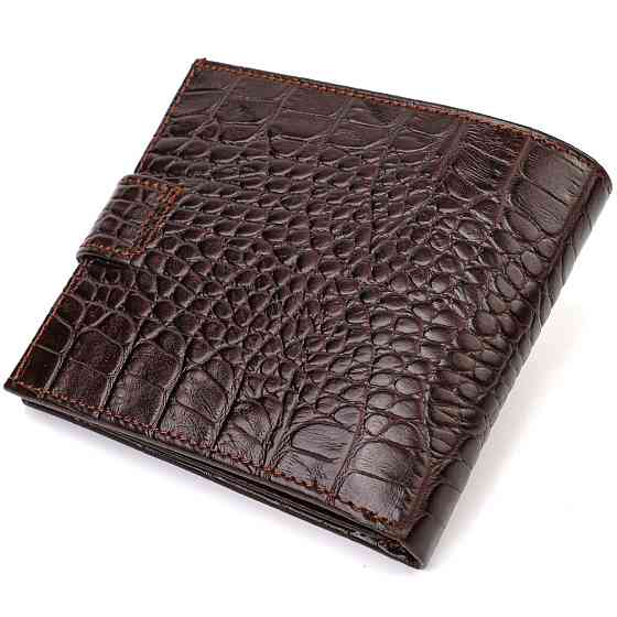 Модный мужской кошелек из натуральной кожи тиснением под крокодила CANPELLINI 21878 Коричневый Киев