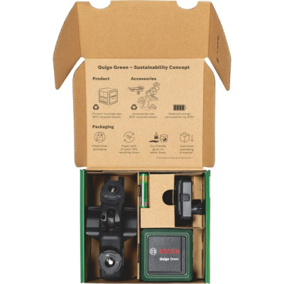 Лазерный нивелир Bosch Quigo Green, точность ±0.8 мм/м, 12 м, зеленый, 0.27 кг (0.603.663.C02) Винница - изображение 8