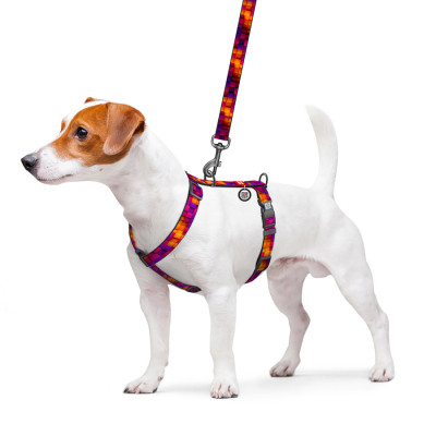 Шлей для собак WAUDOG Nylon анатомическая H-образная с QR-паспортом "Кубы 3Д" пластиковый фастекс, M (344-4057) Винница - изображение 3