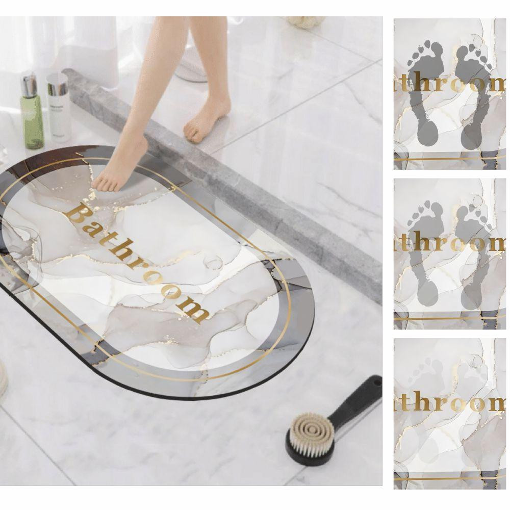 Суперпоглощающий Диатомитовый Коврик Aquarius для ванной 60х90 см Овал Светло-Серый Мрамор Буча - изображение 3