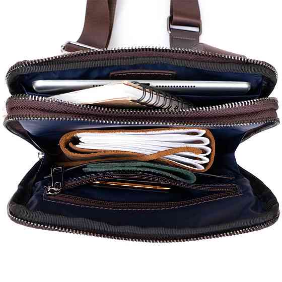 Сумка мужская планшет на два отделения кожаная флотар (SHVIGEL) Киев