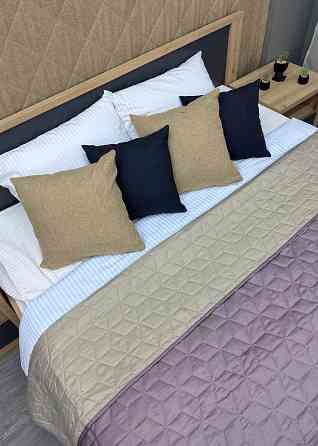 Покривало двостороннє Decorator Microfiber куб 160х215 см бузковий з бежевим (85-127) Київ