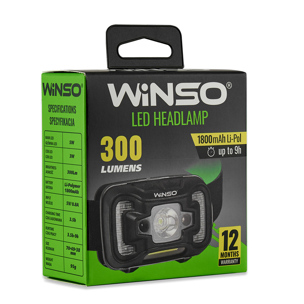Ліхтар налобний Winso 300Lm, 5W CREE XTE+COB, 1800mAh, з сенсором білий/червоний Львів - фото 7