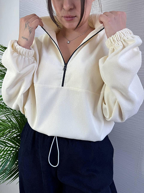 Жіночий стильний повсякденний костюм-двійка з мікровельвету Білий, 46/48 Одеса - фото 9