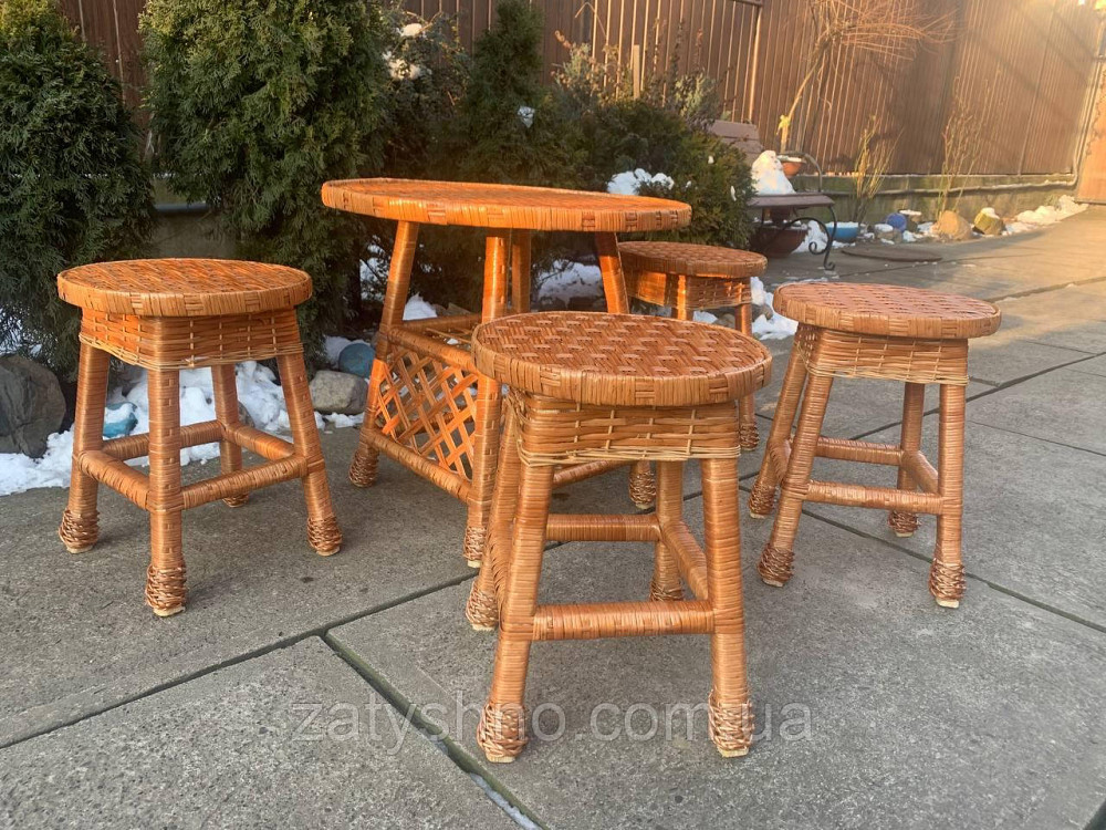 Мебель плетеная с 4 табуретками и круглым столом Киев - изображение 6