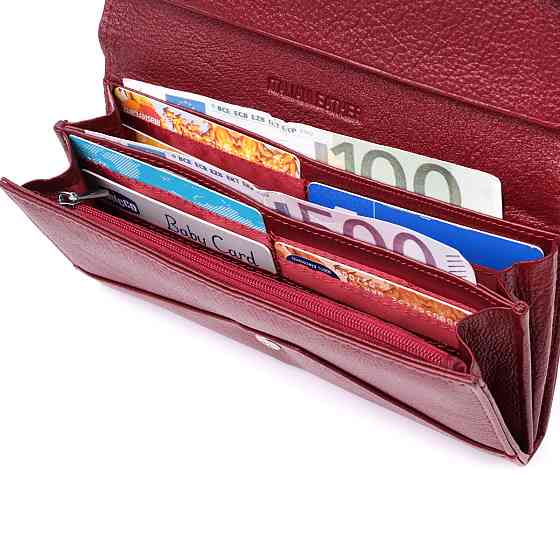 Кошелек для женщин из натуральной кожи с геометрическим клапаном ST Leather 22547 Бордовый Киев