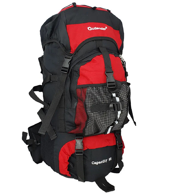 Рюкзак туристичний KAIMAN 55 л чорно-червоний Київ - фото 1