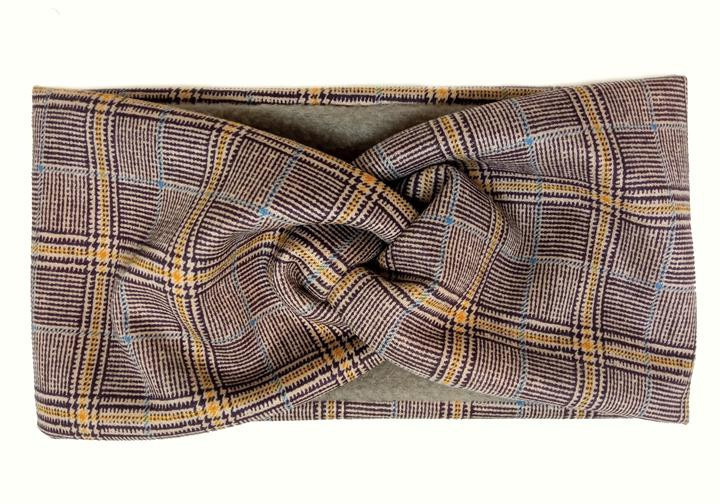 Широкая повязка для волос в клетку Киев - изображение 1