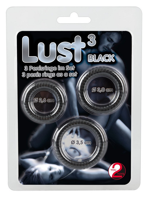 Набір ерекційних кілець - Lust 3 Black Sex Aura Київ - фото 1