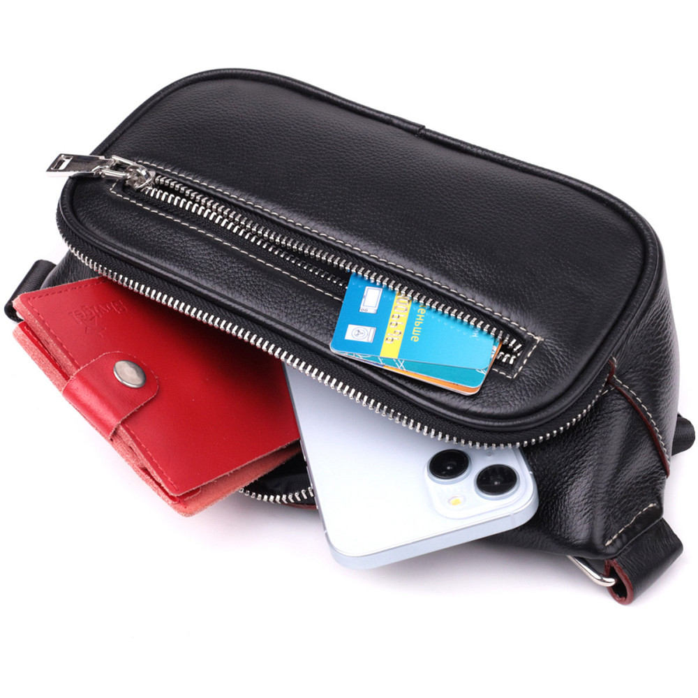 Стильная мужская бананки из мягкой натуральной кожи Vintage sale_15116 Черный Киев - изображение 8