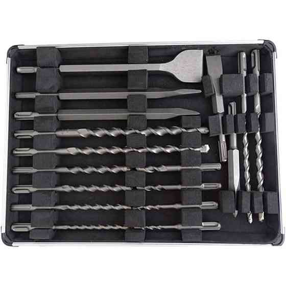 Набор сверел и зубил 17 шт для перфоратора в кейсе Киев