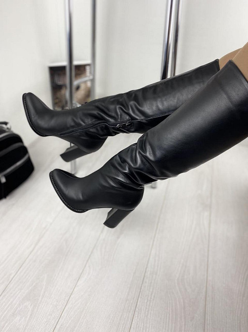 Nivelle Чоботи жіночі демісезонні весна-осінь на підборах чорні з натуральної шкіри р. 37-39 (8 Коломия - фото 2