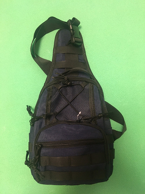 Чоловіча сумка через плече синя - розмір сумки 40*21см, одне відділення, 3 кишені, та 2 бокові кішені Київ - фото 1