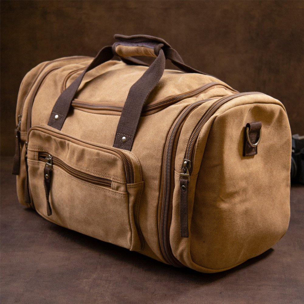 Дорожня сумка текстильна Vintage 20666 Коричнева Київ - фото 8