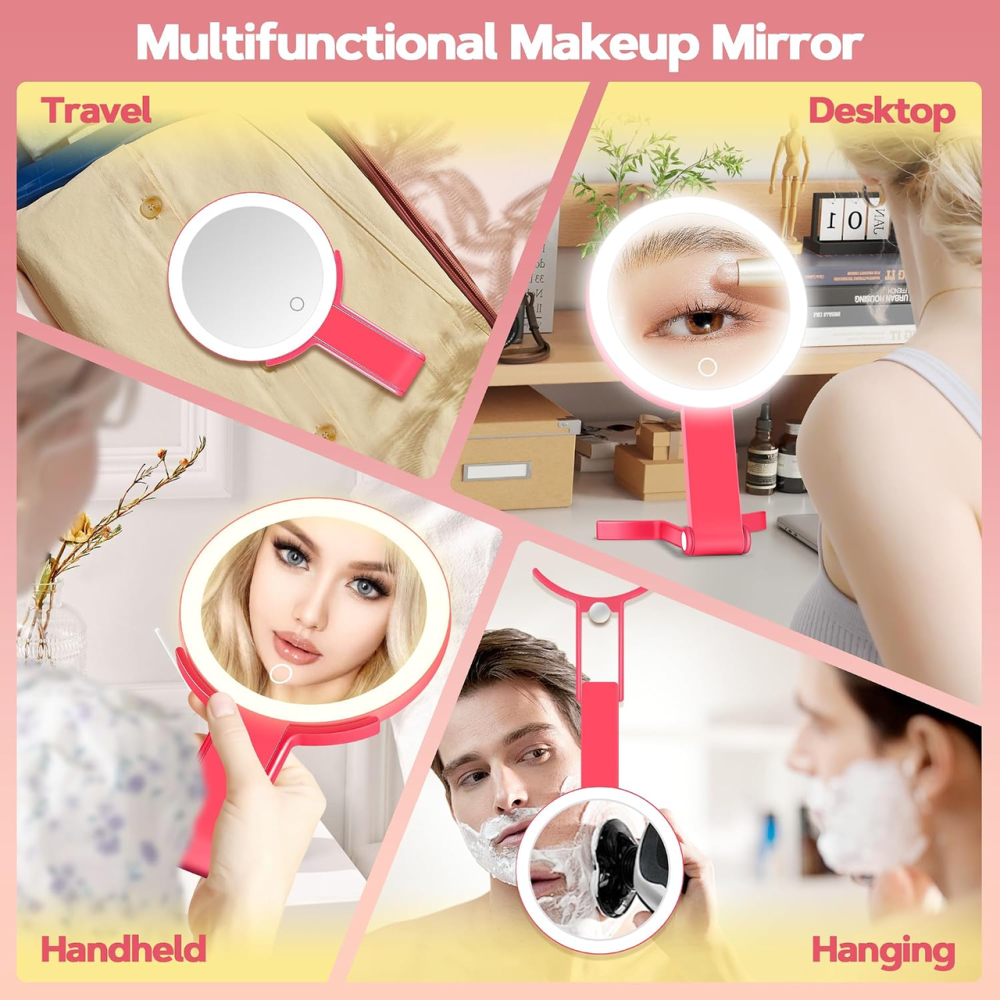 Дзеркало для макіяжу B Beauty Planet 30X/1X, 56 LED, 3 режими світла, акумулятор 1500 мАг, Type-C, складне, біле Київ - фото 4