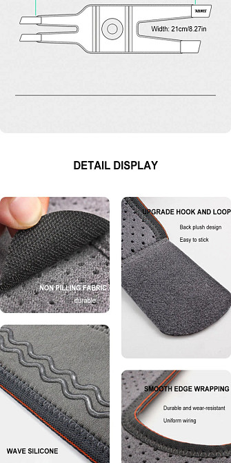 Ортез колінний AOLIKES із металевими пружинними бічними стабілізаторами та силіконовими накладками, регульований 35-62см (сірий) Николаев - изображение 5