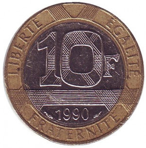 Монета 10 франків. 1990 рік, Франція. Полтава - фото 1