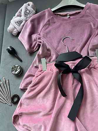 Жіночий стильний приємний костюм піжама велюр спорт Пудра, 46/48 Одеса