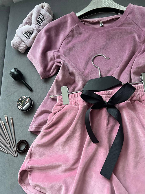 Женский стильный приятный костюм пижама велюр спорт Пудра, 46/48 Одесса - изображение 3