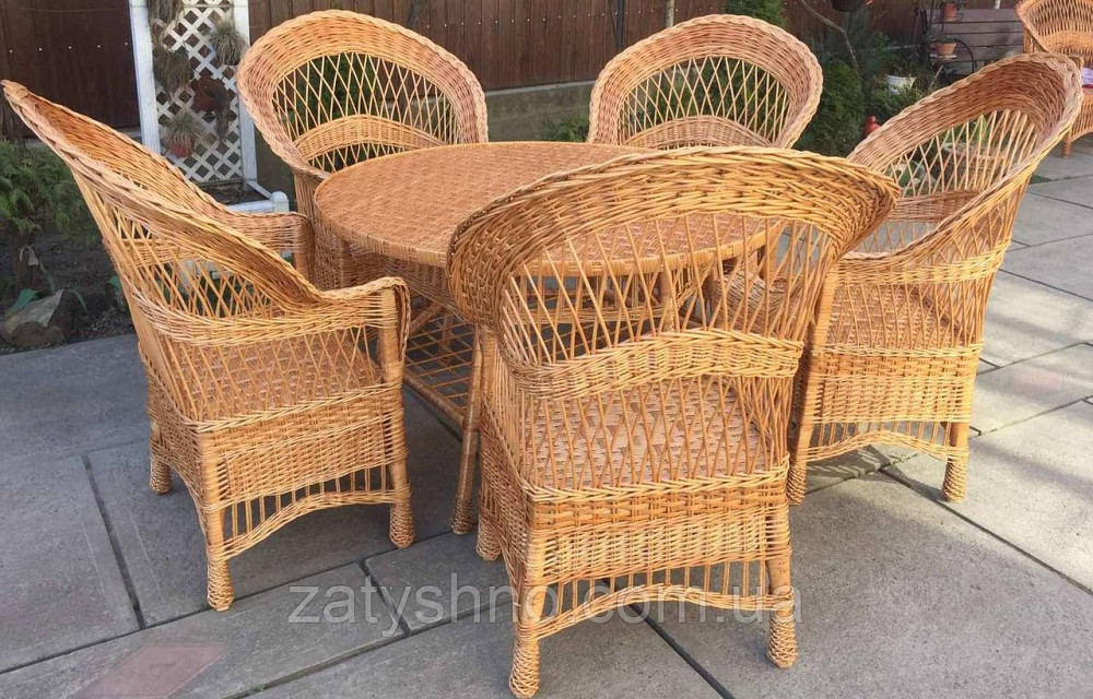 Мебель из лозы с круглым столом | комплект плетеной мебели  с 5 креслами| мебель плетеная из лозы Киев - изображение 2