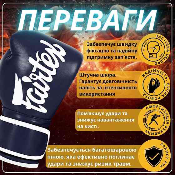 Боксерские перчатки Fairtex BGV14 Blue 16 унций Киев