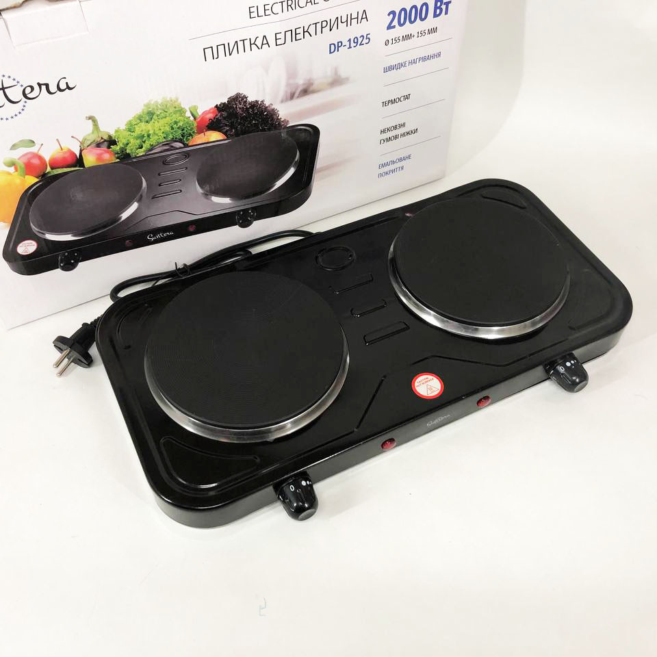 Настільна потужна плита Suntera DP-1925 черная, Побутова електроплитка, Маленькі електричні плити VF-39 Львів - фото 2