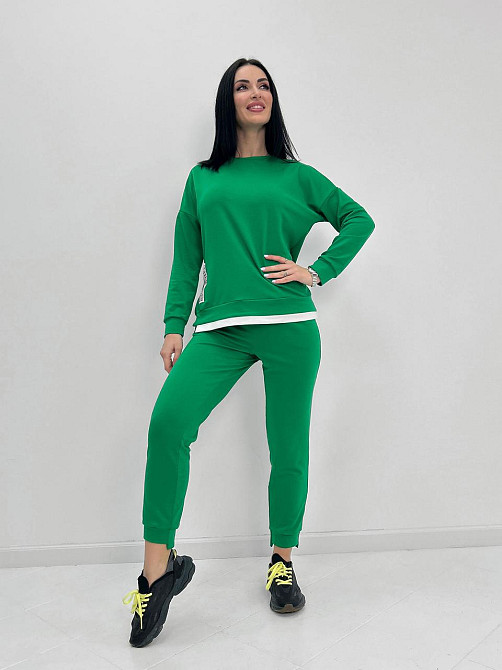 Трикотажний костюм-двійка "Spring" оптом | Норма | Розпродаж моделі 46-48, Зелений Київ - фото 1