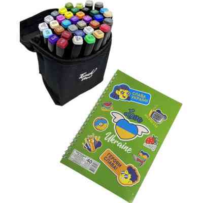 Художественный маркер Touch двухсторонних скетч маркеров 36 шт в чехле + блокнот А5 (40 л) в ассортименте для девочек (XK-MRK-GRL) Вінниця