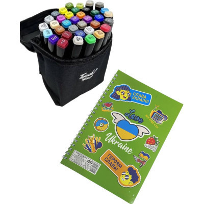 Художественный маркер Touch двухсторонних скетч маркеров 36 шт в чехле + блокнот А5 (40 л) в ассортименте для девочек (XK-MRK-GRL) Вінниця - фото 6