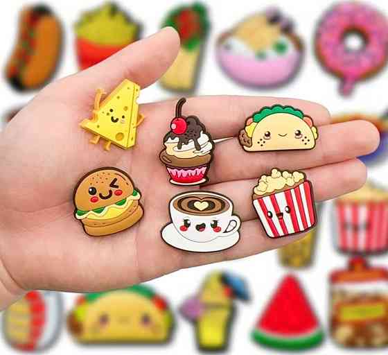 Джибитсы еда kawaii 3.1×3.2 см набор 10 шт — декор для кроксов charms еда, случайный выбор Киев