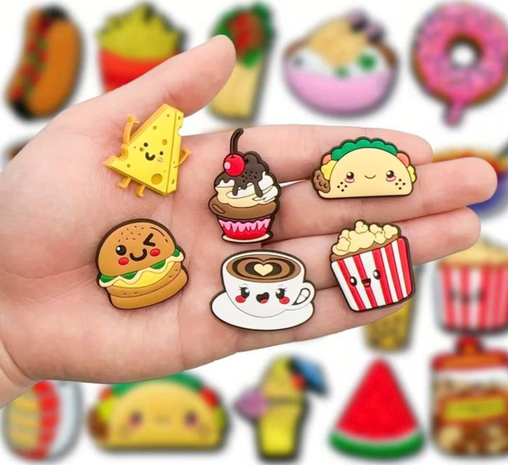 Джибитсы еда kawaii 3.1×3.2 см набор 10 шт — декор для кроксов charms еда, случайный выбор Киев - изображение 1