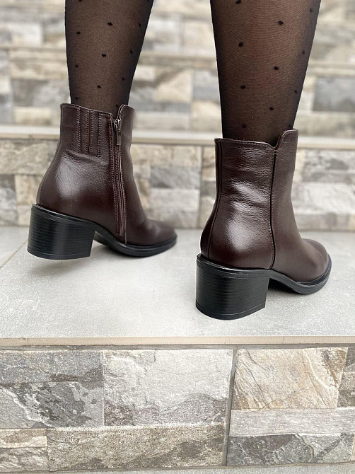 Injers Черевики жіночі INJERS коричневі натуральна шкіра висота каблука 6см висота черевика 10с Коломыя - изображение 8