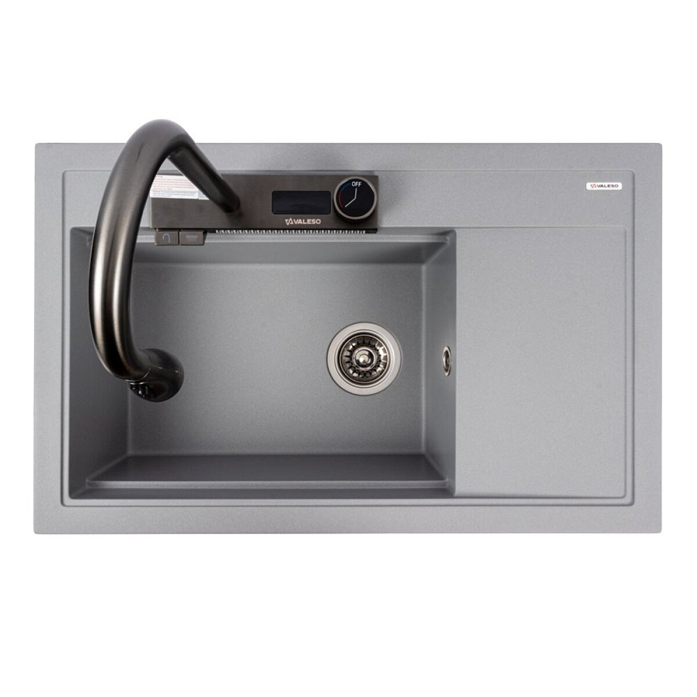 VALESO Гранітна мийка VALESO ATRUM 7950 матова Сірий металік Київ - фото 1