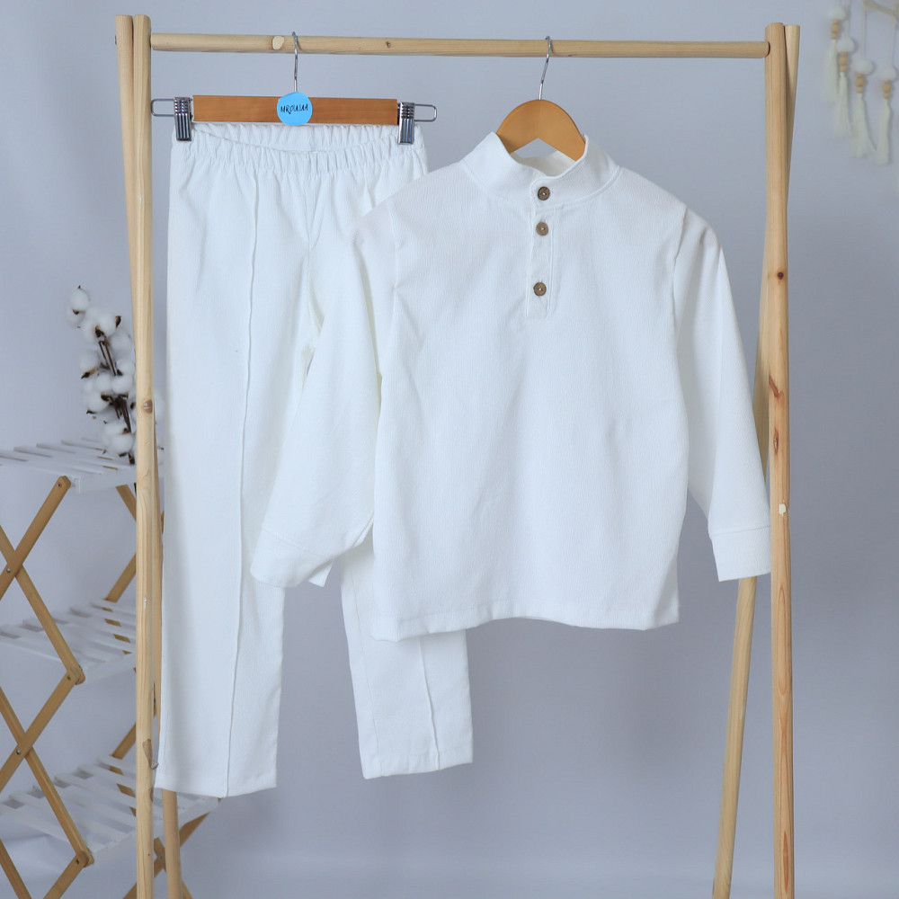 Святковий вельветовий костюм білого кольору для хлопчика  костюм до школи сорочка + штани Кам'янець-Подільський - фото 1