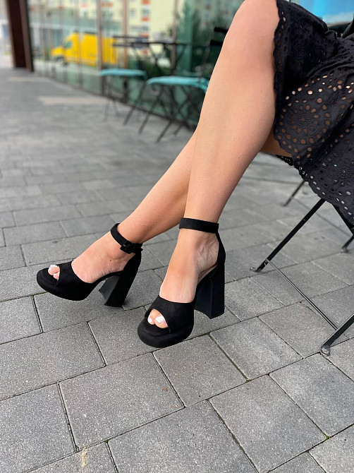 Meideli Чорні босоніжки жіночі літні на підборах молодіжні еко замша MEIDELI N693-10 р. 36-40 Коломыя - изображение 5