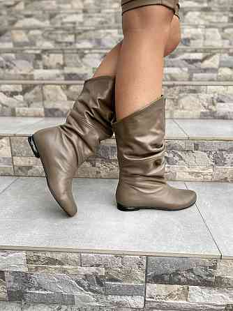 Nivelle Напівчоботи жіночі Nivelle капучино натуральна шкіра висота 24см обхват 34-36см (3004) Коломыя