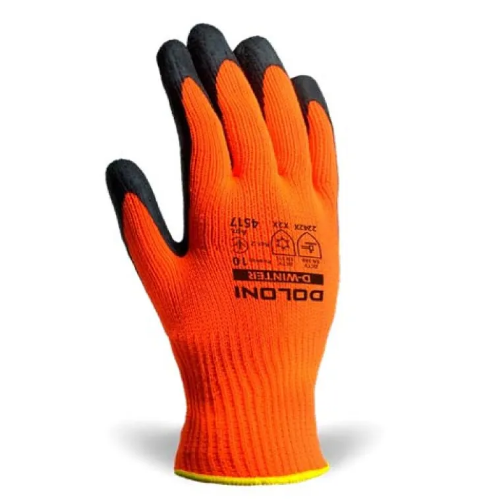 Рукавички 4517 трикотаж латексне покриття неповний облив р.10(XL) помаранч/чорний ДКГ Житомир