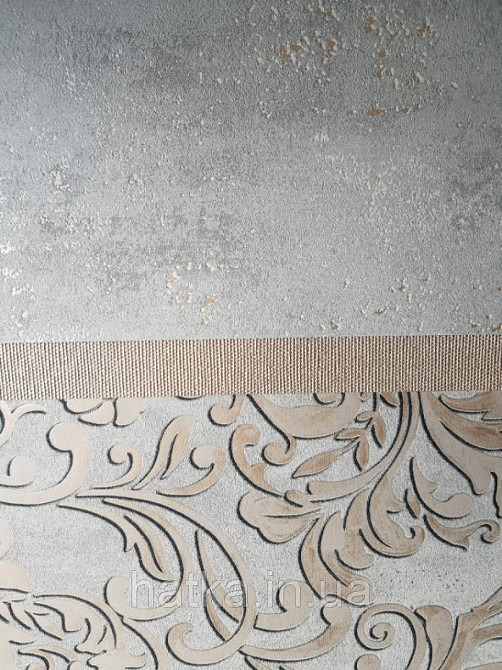 Шпалери вінілові на флізелін Marburg City glam метрові під штукатурку під бетон сірі з прожилками золотом Київ - фото 3