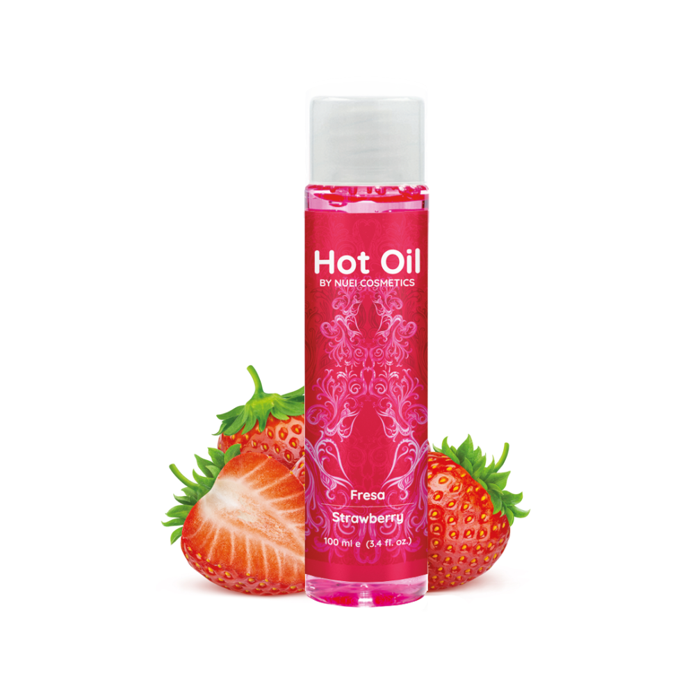 Согревающее съедобное массажное масло со вкусом клубники HOT OIL, 100 мл Nuei (Испания) Sex Aura Киев - изображение 1