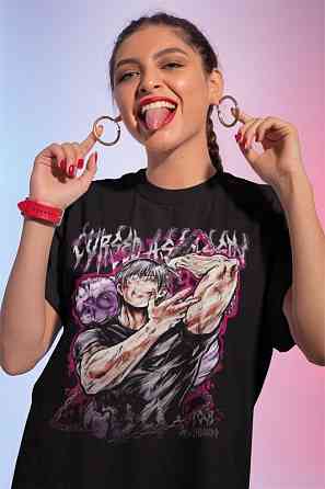 Футболка для мальчика аниме Магическая битва оверсайз (рост от 165 до 180 ) Черний AnimeJ0139m Днепр