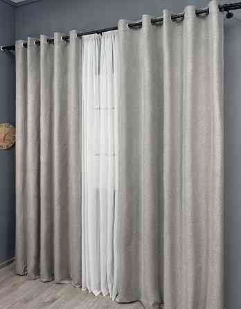 Комплект штор на люверсах VR-Textil Блэкаут двусторонний ASHEN NIGHT № 1847ш Тауп 150х270 см 2 шт (37-0288) Киев