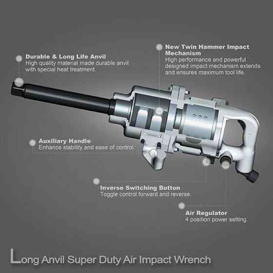 Пневмогайковерт ударний TOPTUL 1" 3390N/m 3000об/хв KAAB3225 Одеса