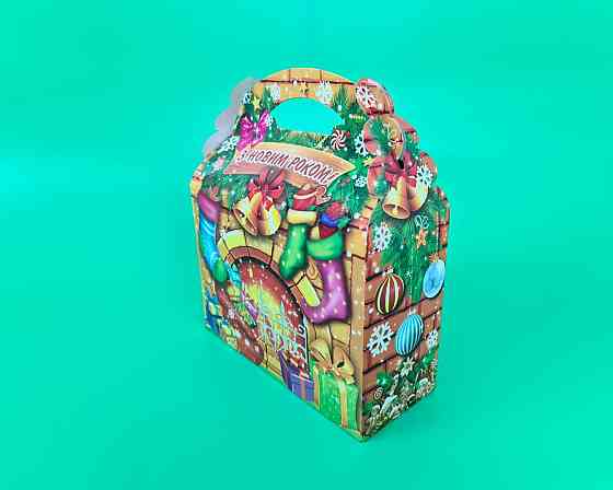 Новорічні коробки для цукерок No 203 (800-900 г) У каміна (25 шт.) Харків