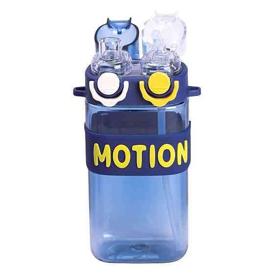 Пляшка для води з трубочкою 550 мл спортивна пластикова пляшка для тренувань Синя HP-14-49BL Київ