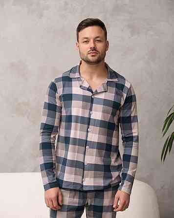 Мужская пижама со штанами - клетка - Family look для пары Tom John 93480 XL Киев